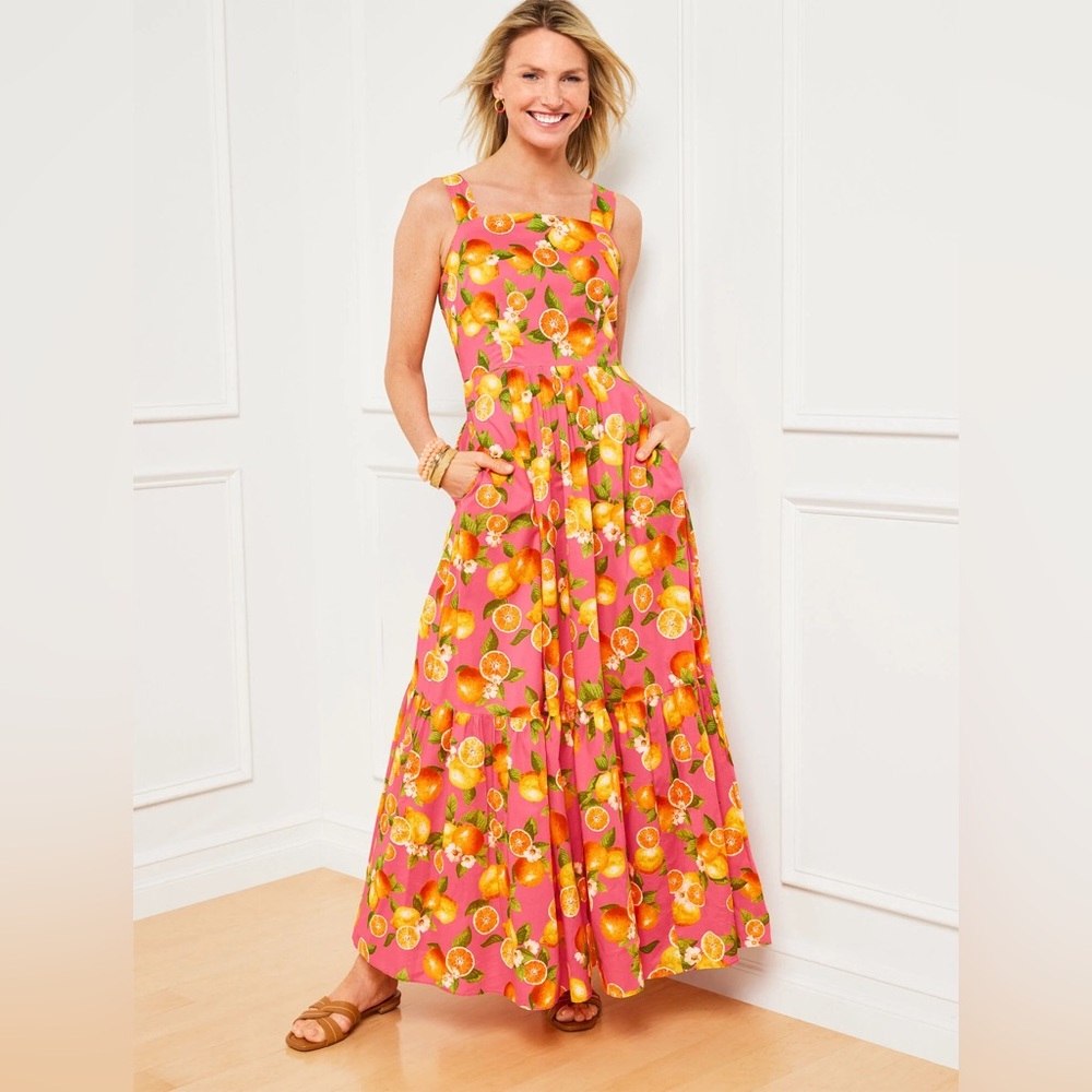 TALBOTS Tiered Maxi Dress - Lemons And Oranges 🍊🍋🍊🍋🍋🍋🍊🍋🍋🍊🍊🍊🍋🍋🍊🍋🍊🍋🍊🍋🍋🍊🍋🍊🍊